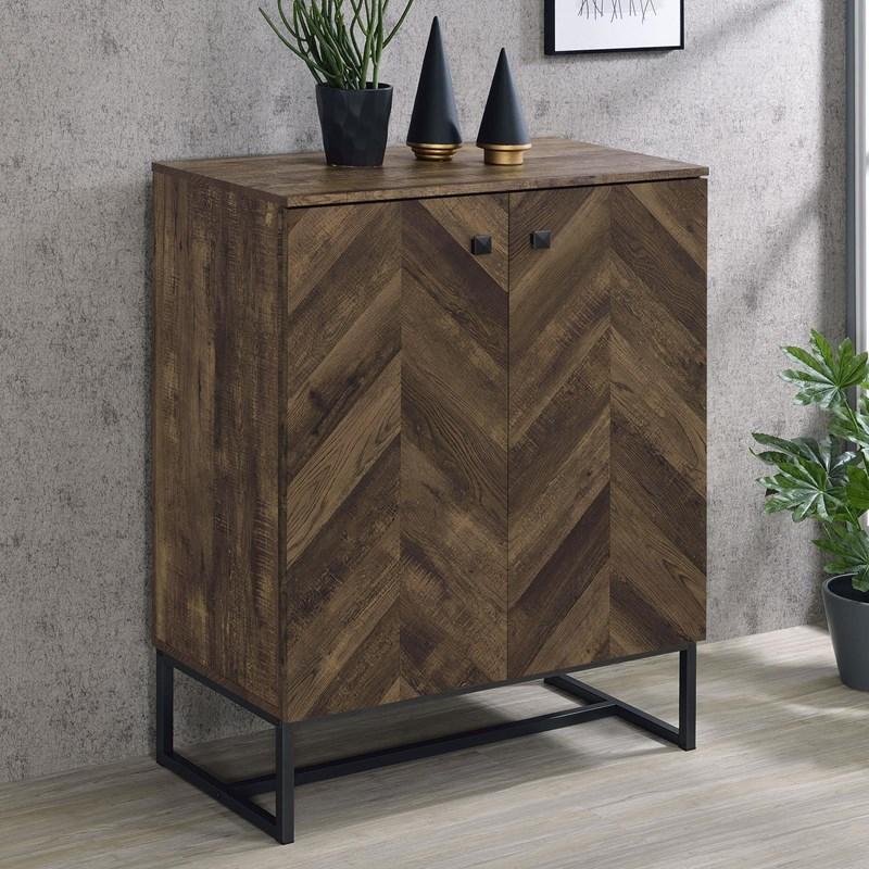 Large Picture of Coaster Furniture Carolyn 959639 2-door Engineered Wood Accent Cabinet - Rustic Oak