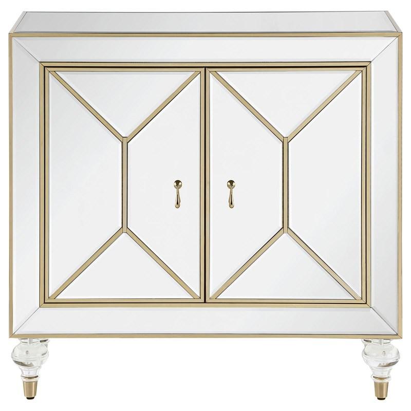Large Picture of Coaster Furniture Lupin 951854 2-door Mirrored Storage Accent Cabinet - Champagne