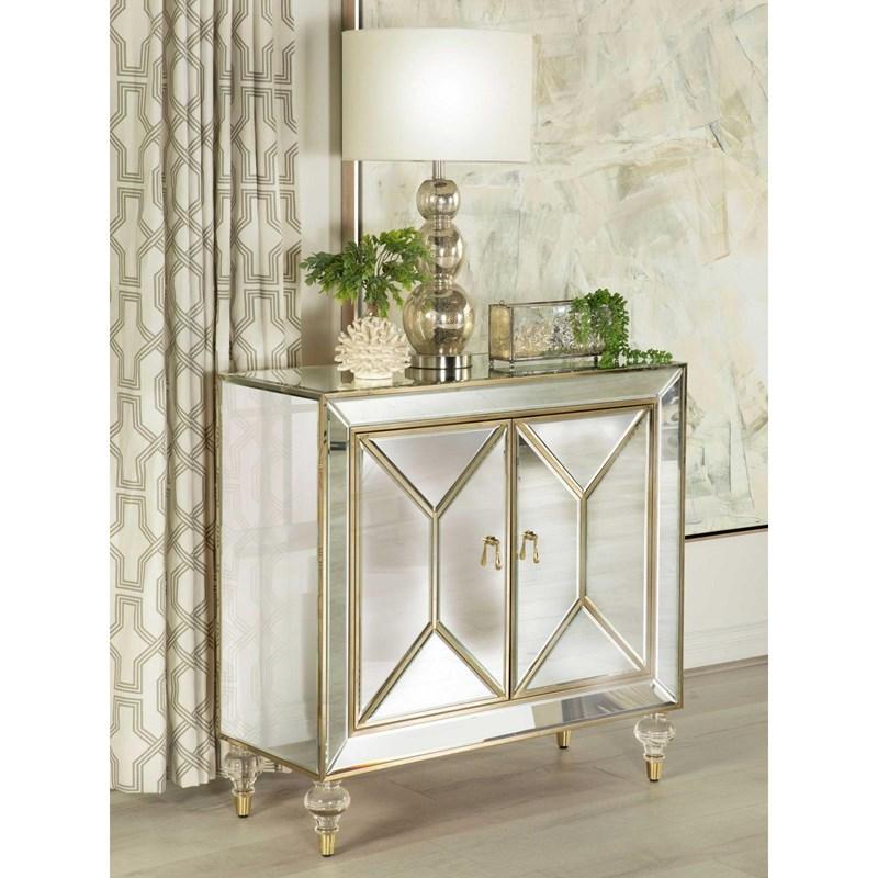 Large Picture of Coaster Furniture Lupin 951854 2-door Mirrored Storage Accent Cabinet - Champagne
