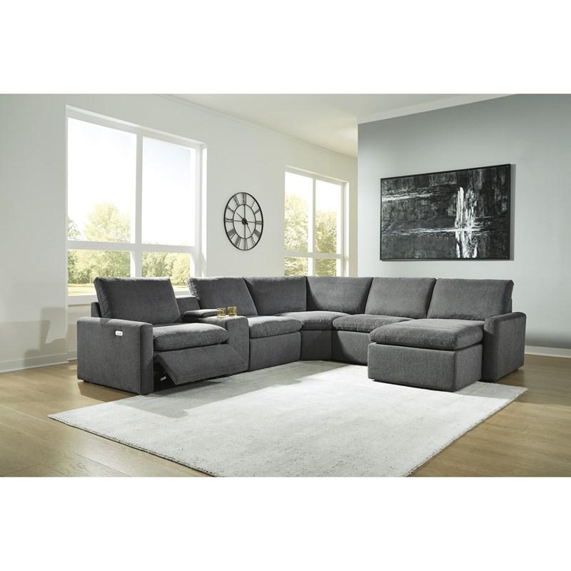 Large Picture of Signature Design by Ashley Hartsdale 60508S8 6 pc Right Arm Facing Reclining Sectional with Console and Chaise