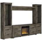 Signature Design by Ashley Trinell W446W15 4 pc Entertainment Center with Electric Fireplace