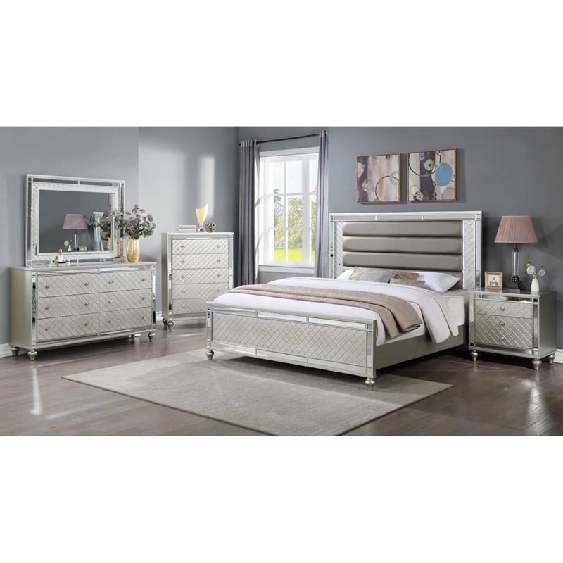 Large Picture of Crown Mark Cristian B1680 Queen Bed - Champagne