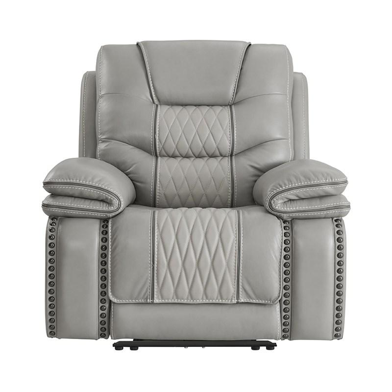 Large Picture of Intercon Furniture Cody CY-RC-140DPR-LGR-C Dual-Power Recliner - Light Grey