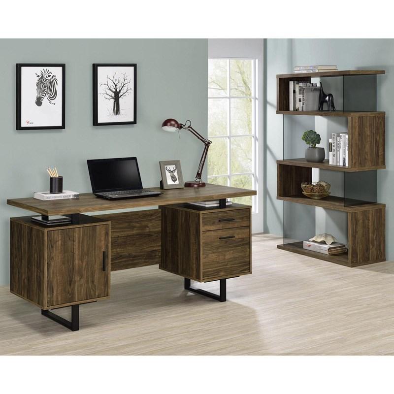 Large Picture of Coaster Furniture Emelle 802339 4-shelf Bookcase with Glass Panels
