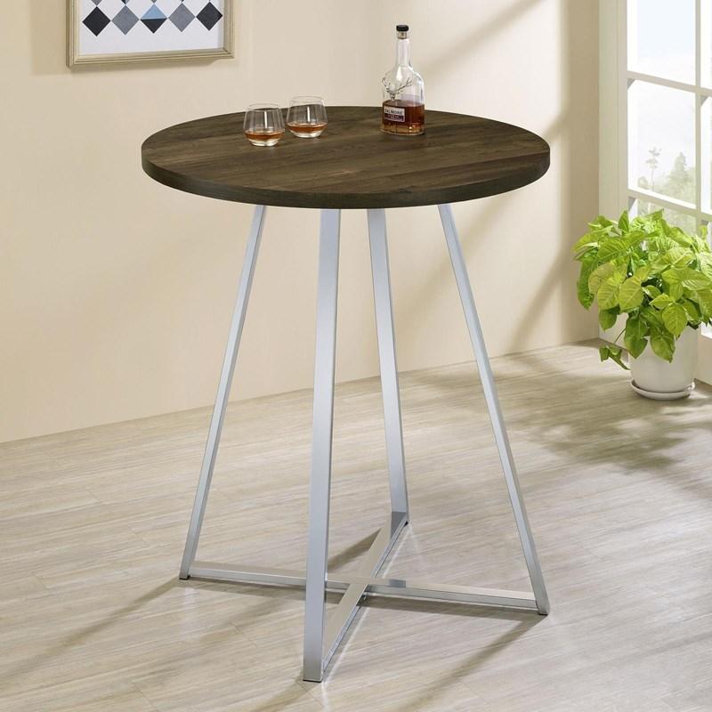 Large Picture of Coaster Furniture Burkhart 183516 Round 35-inch Pub Height Bistro Bar Table - Brown Oak