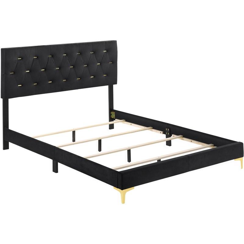 Large Picture of Coaster Furniture Kendall 224451Q Upholstered Queen Panel Bed - Black
