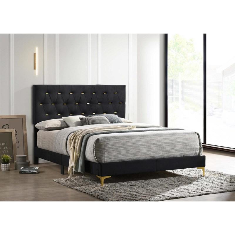 Large Picture of Coaster Furniture Kendall 224451Q Upholstered Queen Panel Bed - Black