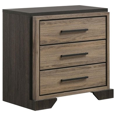 Coaster Furniture Baker 224462 3-Drawer Nightstand - Brown/Light Taupe