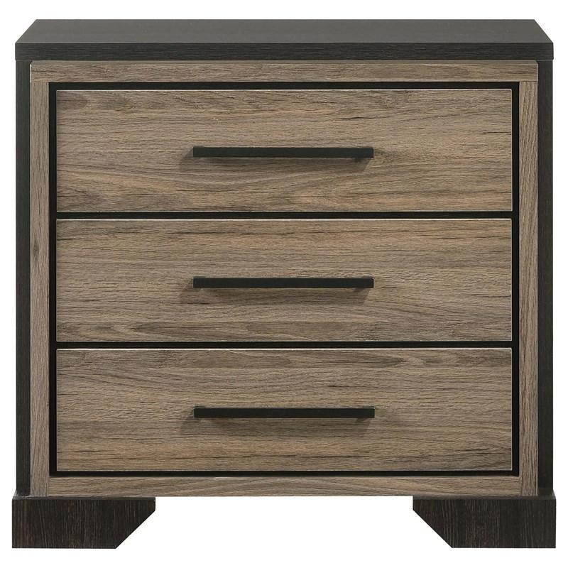 Large Picture of Coaster Furniture Baker 224462 3-Drawer Nightstand - Brown/Light Taupe