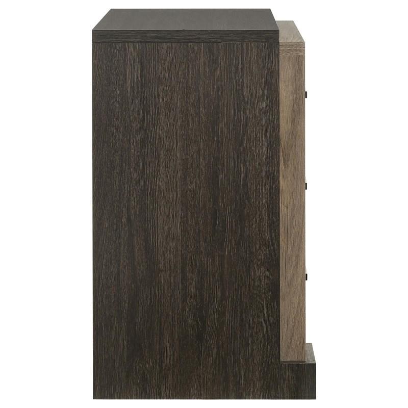 Large Picture of Coaster Furniture Baker 224462 3-Drawer Nightstand - Brown/Light Taupe