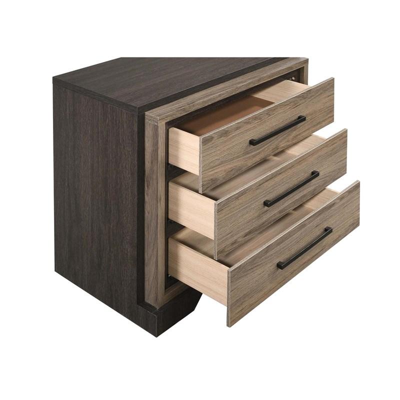 Large Picture of Coaster Furniture Baker 224462 3-Drawer Nightstand - Brown/Light Taupe