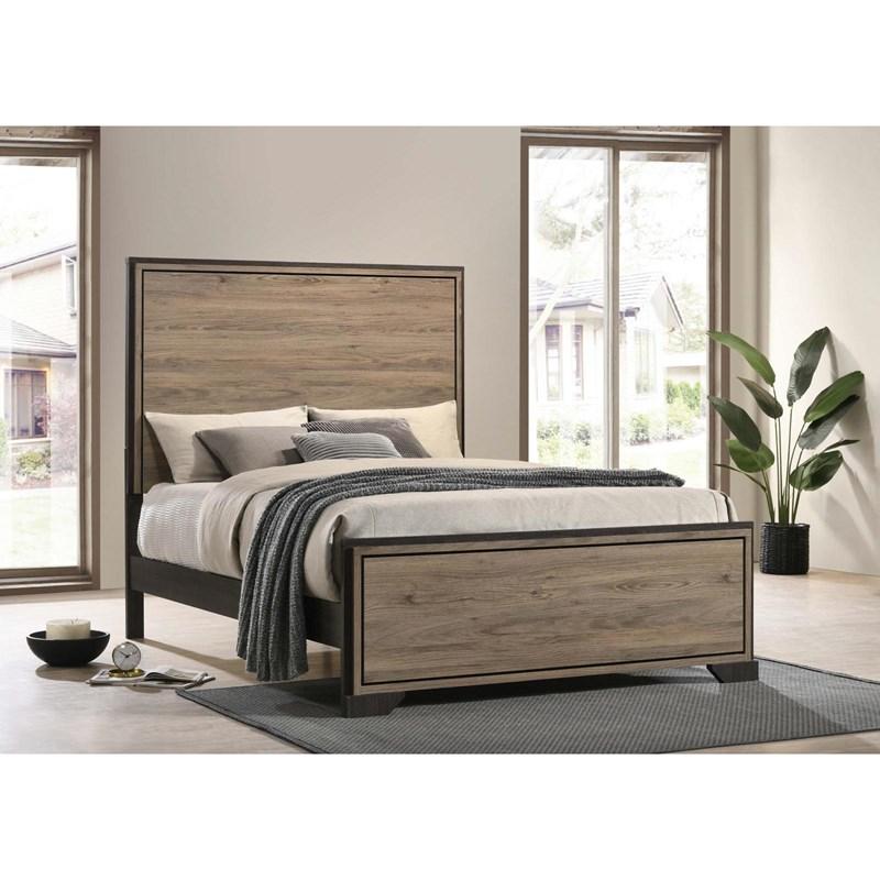 Large Picture of Coaster Furniture Baker 224461Q Panel Queen Bed - Brown/Light Taupe