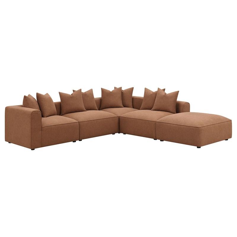 Large Picture of Coaster Furniture Jennifer 551593 Square Upholstered Ottoman - Terracotta