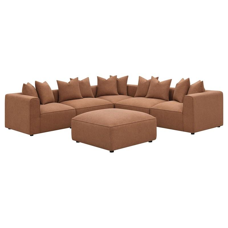 Large Picture of Coaster Furniture Jennifer 551593 Square Upholstered Ottoman - Terracotta
