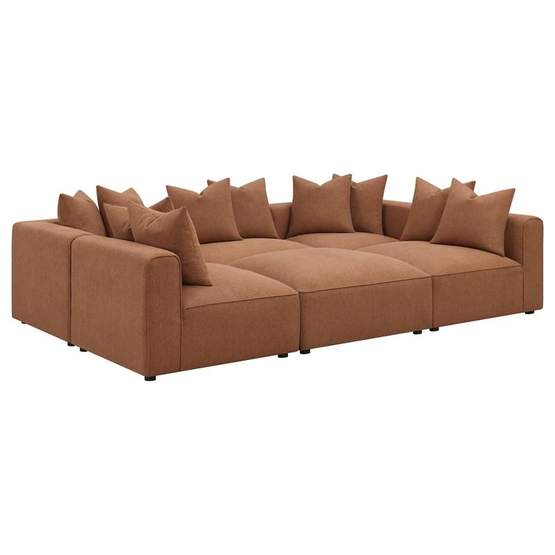 Large Picture of Coaster Furniture Jennifer 551591-SET 6 pc Tight Seat Modular Sectional - Terracotta