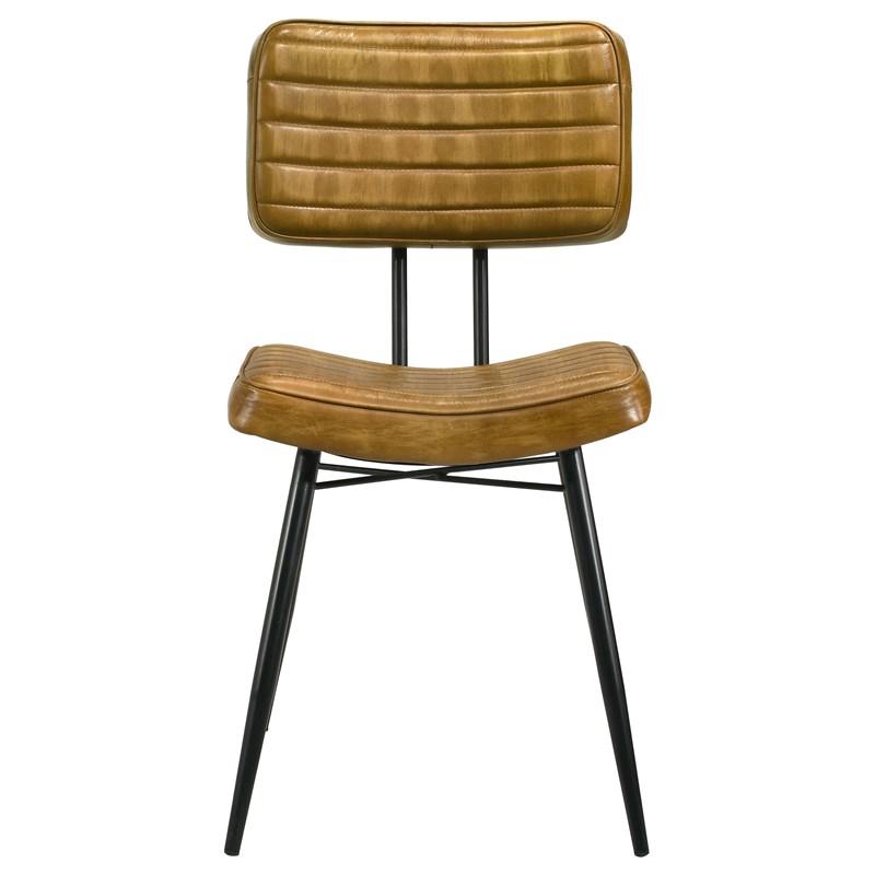 Large Picture of Coaster Furniture Misty 110642 Leather Upholstered Dining Side Chair - Camel