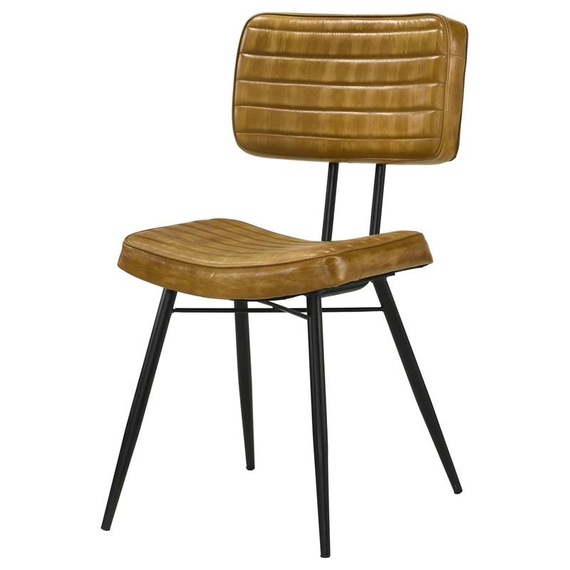 Large Picture of Coaster Furniture Misty 110642 Leather Upholstered Dining Side Chair - Camel