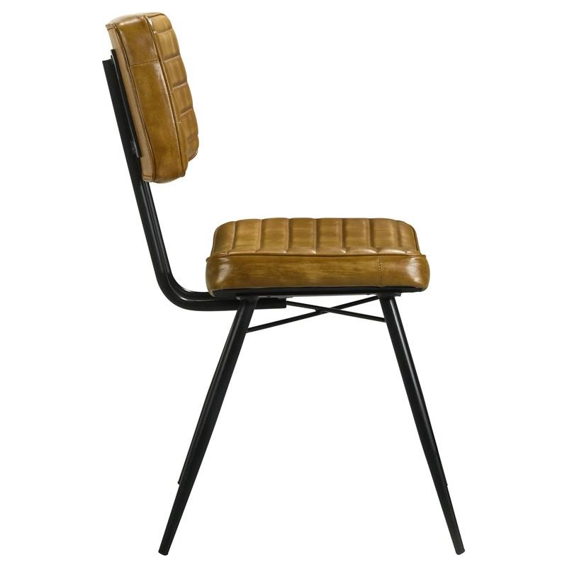 Large Picture of Coaster Furniture Misty 110642 Leather Upholstered Dining Side Chair - Camel
