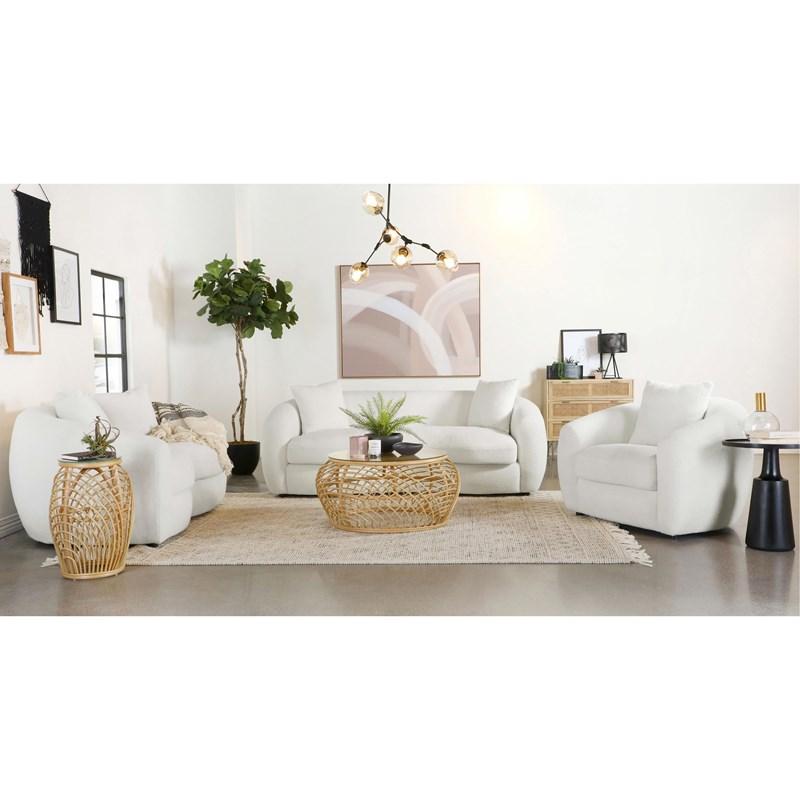 Large Picture of Coaster Furniture Isabella 509871 Faux Sheepskin Upholstered Sofa - Natural