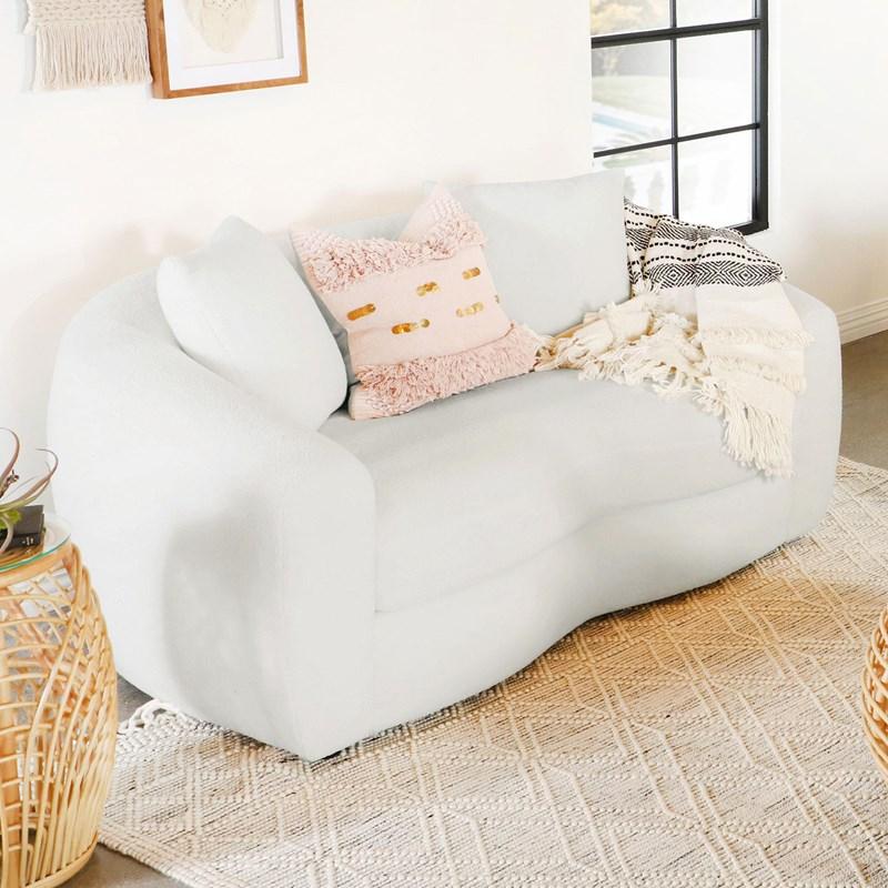 Large Picture of Coaster Furniture Isabella 509872 Faux Sheepskin Upholstered Loveseat - Natural