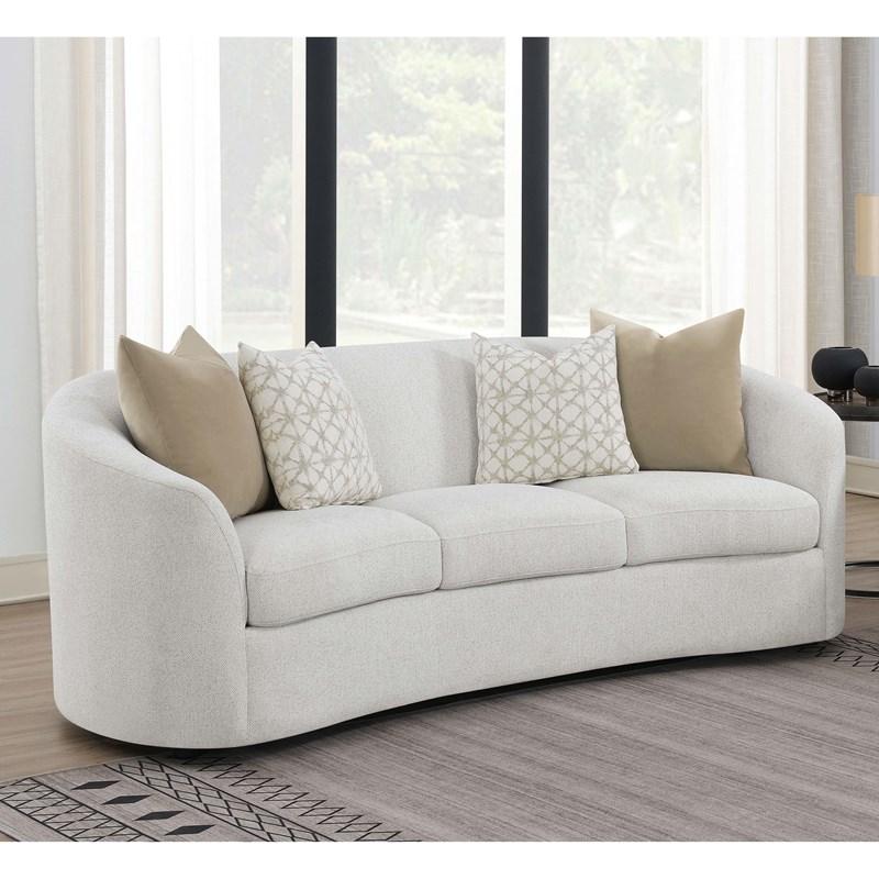 Large Picture of Coaster Furniture Rainn 509171 Boucle Upholstered Sloped Arm Sofa - Latte
