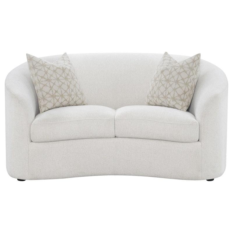 Large Picture of Coaster Furniture Rainn 509172 Boucle Upholstered Sloped Arm Loveseat - Latte