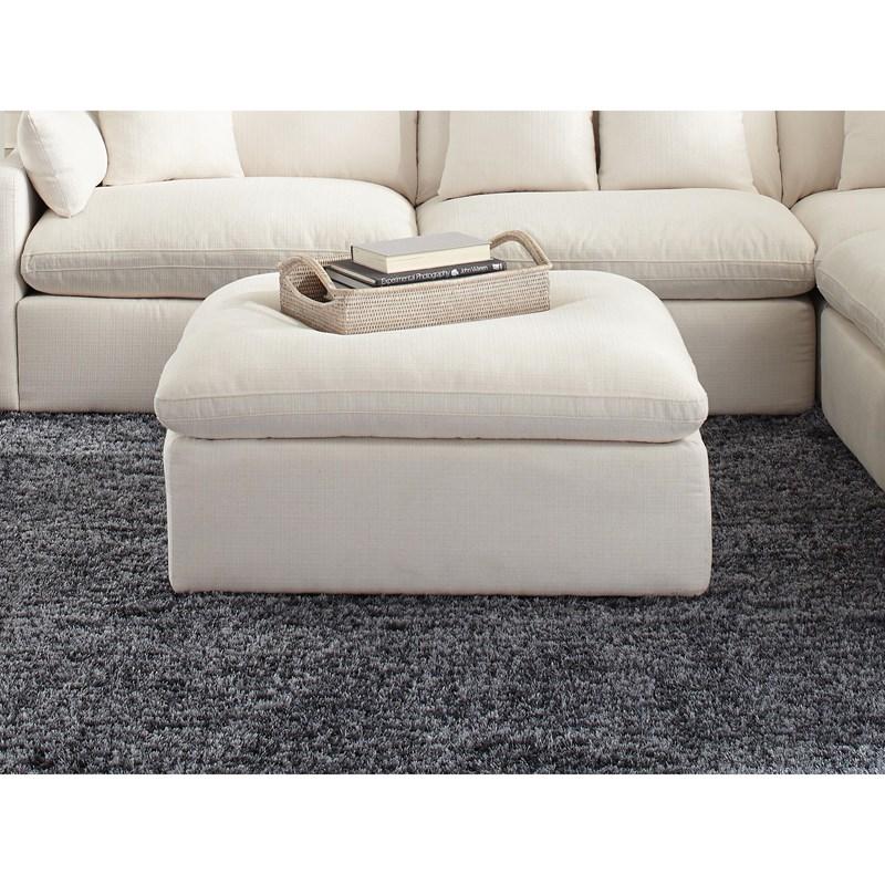 Large Picture of Coaster Furniture Hobson 551453 Square Upholstered Ottoman - Ivory
