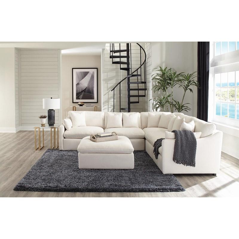 Large Picture of Coaster Furniture Hobson 551453 Square Upholstered Ottoman - Ivory