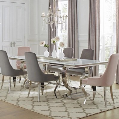 Coaster Furniture Antoine 108811 Rectangular 95-inch Glass Top Dining Table - White