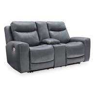Signature Design by Ashley Mindanao U5950418C Power Reclining Loveseat with Console and Adjustable Headrest (Loveseats - Power Recline)