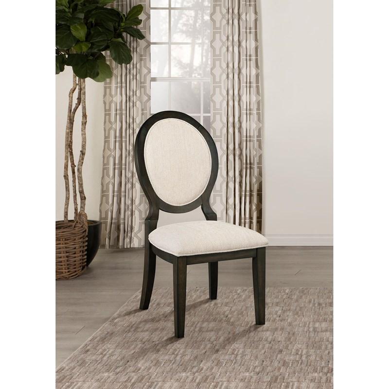 Large Picture of Coaster Furniture Twyla 115102 Oval Back Dining Side Chair - Dark Cocoa