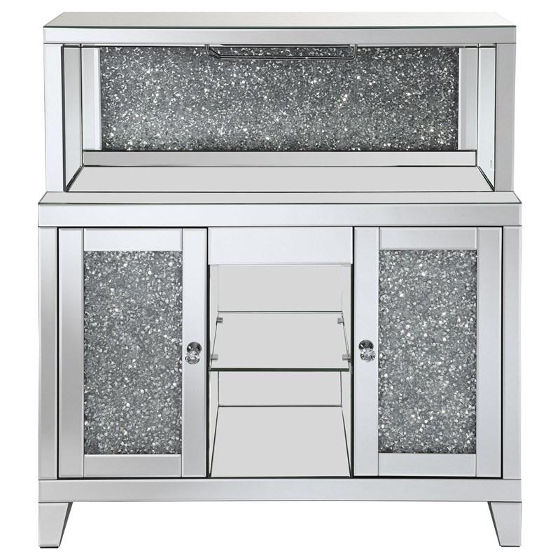 Large Picture of Coaster Furniture Yvaine 115585 2-door Mirrored Acrylic Home Bar Wine Cabinet - Silver