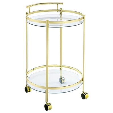 Coaster Furniture Chrissy 181366 2-tier Round Glass Shelf Metal Bar Cart - Brass