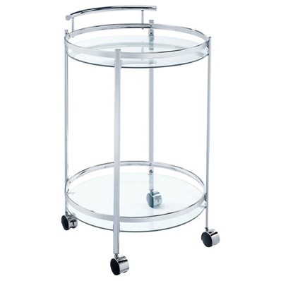 Coaster Furniture Chrissy 181367 Round Glass Shelf Metal Bar Cart - Chrome