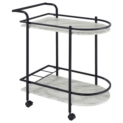 Coaster Furniture Desiree 181376 2-tier Faux Marble Shelf Metal Bar Cart - Black