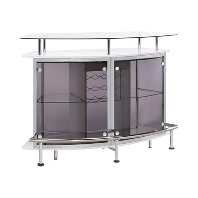 Coaster Furniture Gideon 182235 Curved Glass Top Home Bar Cabinet - White High Gloss