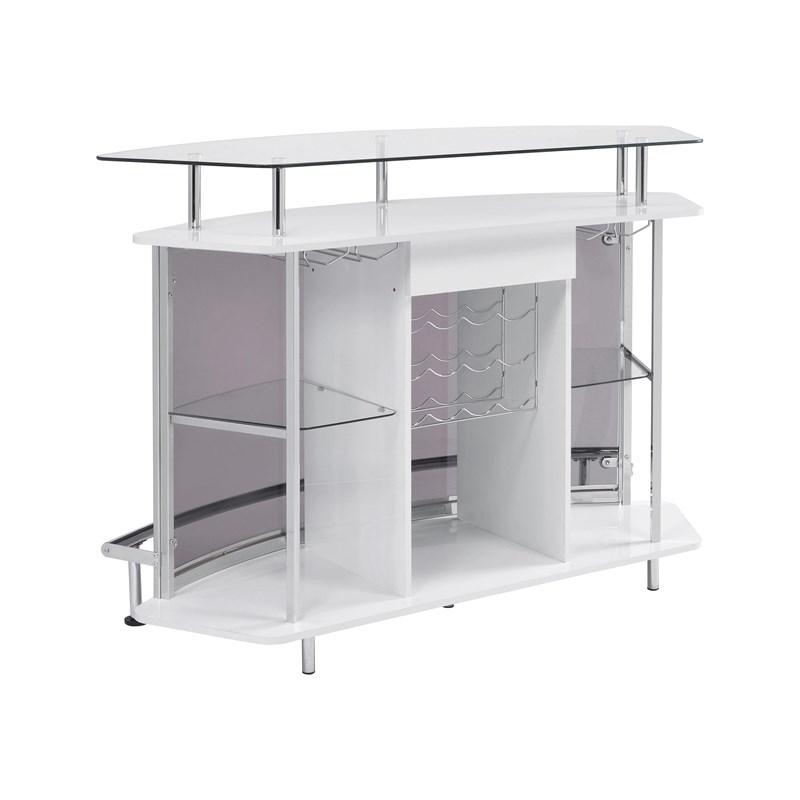 Large Picture of Coaster Furniture Gideon 182235 Curved Glass Top Home Bar Cabinet - White High Gloss