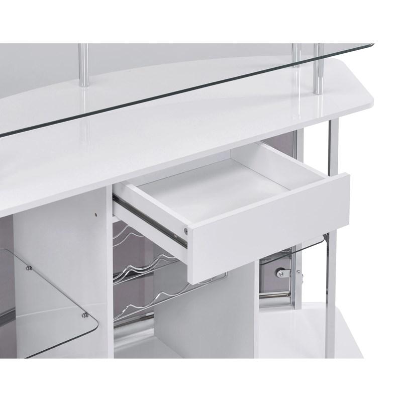 Large Picture of Coaster Furniture Gideon 182235 Curved Glass Top Home Bar Cabinet - White High Gloss