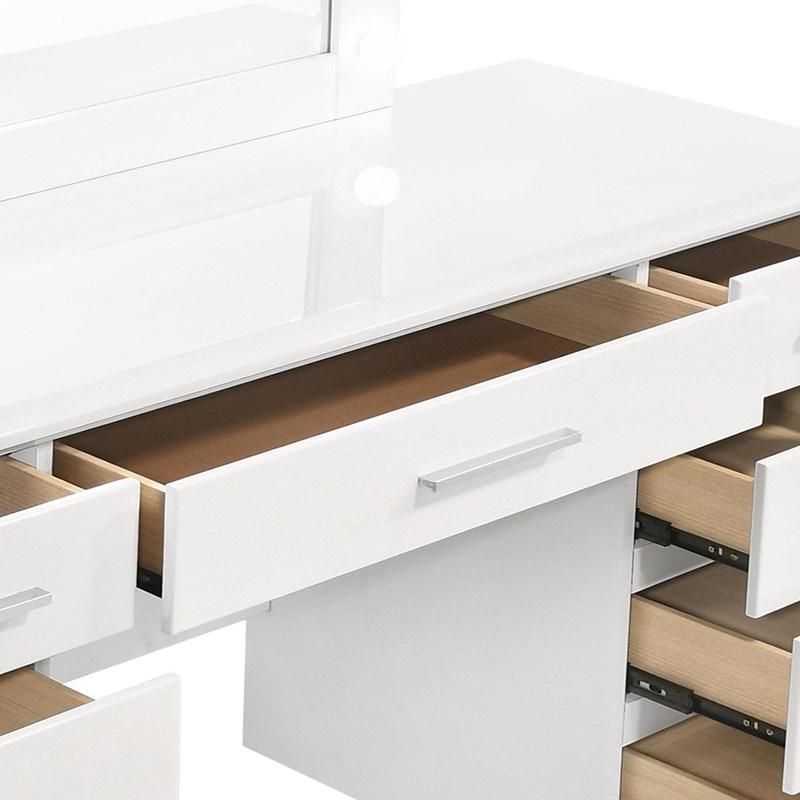 Large Picture of Coaster Furniture Felicity 203507 9-Drawer Vanity Table Lighted Mirror - Glossy White