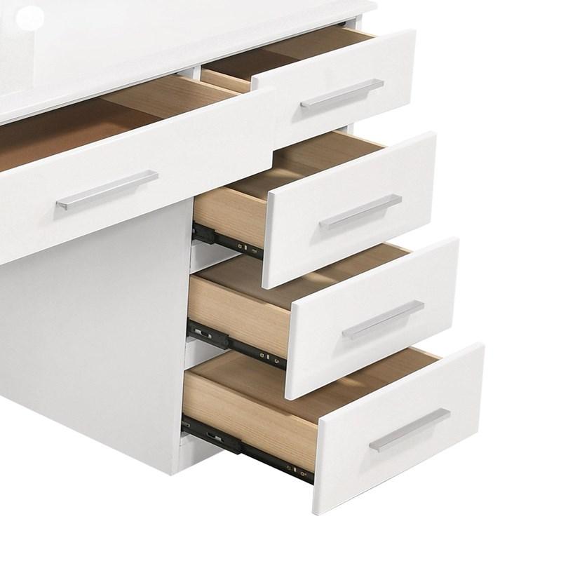 Large Picture of Coaster Furniture Felicity 203507 9-Drawer Vanity Table Lighted Mirror - Glossy White