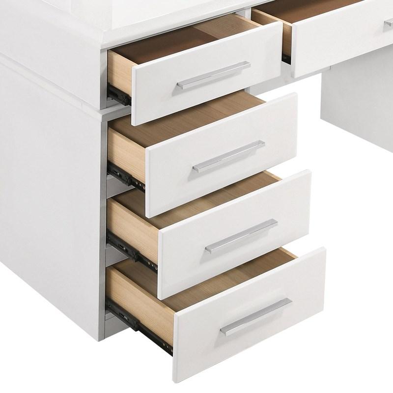 Large Picture of Coaster Furniture Felicity 203507 9-Drawer Vanity Table Lighted Mirror - Glossy White