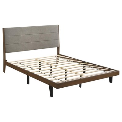 Coaster Furniture Mays 215961KE Upholstered Eastern King Platform Bed - Walnut Brown/Grey
