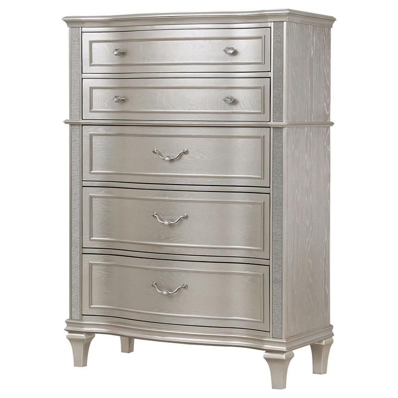 Large Picture of Coaster Furniture Evangeline 223395 6-Drawer Bedroom Chest - Silver Oak