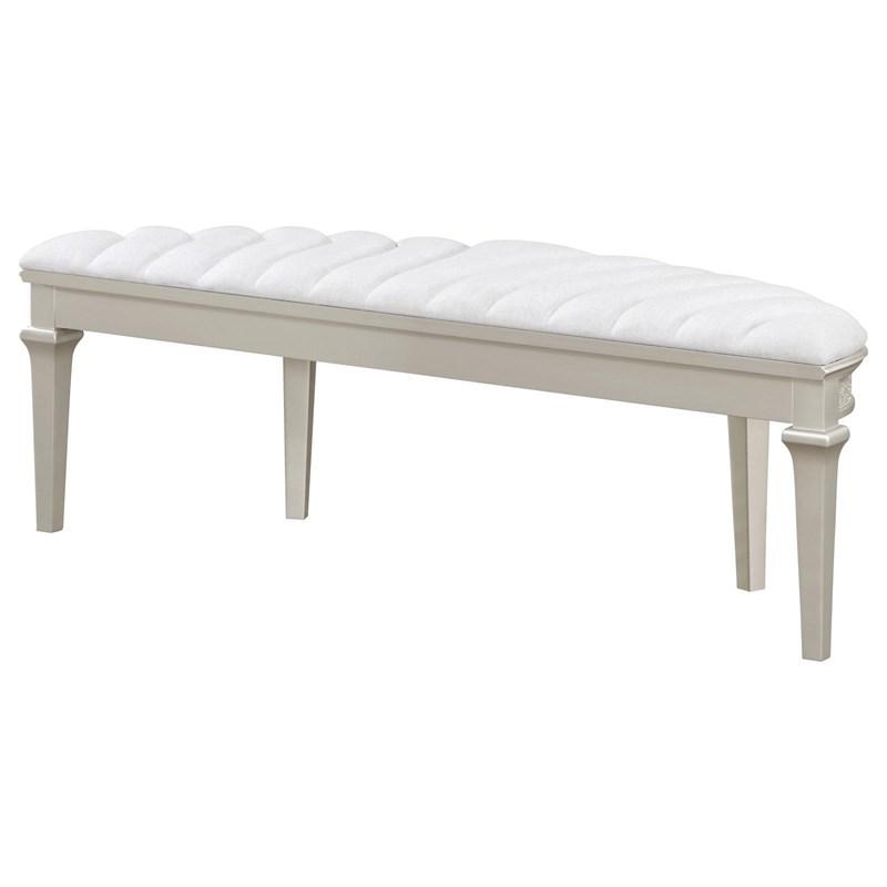 Large Picture of Coaster Furniture Evangeline 223396 Curved Fabric Upholstered Bench - Silver Oak