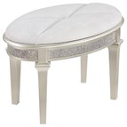 Coaster Furniture Evangeline 223399 Upholstered Oval Vanity Stool - Silver and Ivory