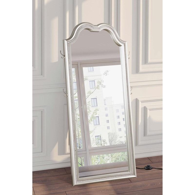 Large Picture of Coaster Furniture Evangeline 223400 Full Length LED Light Floor Mirror - Silver Oak