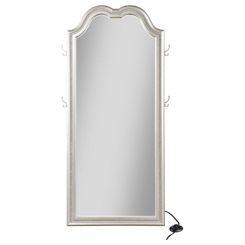 Large Picture of Coaster Furniture Evangeline 223400 Full Length LED Light Floor Mirror - Silver Oak