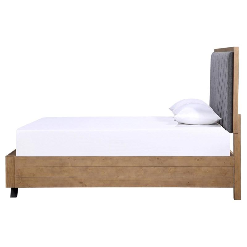Large Picture of Coaster Furniture Taylor 223421KE Upholstered Eastern King Panel Bed - Light Honey Brown/Grey