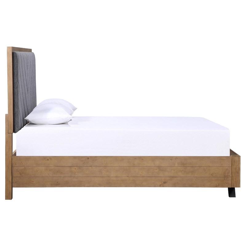 Large Picture of Coaster Furniture Taylor 223421KE Upholstered Eastern King Panel Bed - Light Honey Brown/Grey