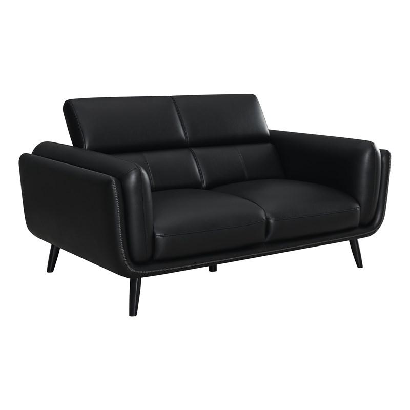 Large Picture of Coaster Furniture Shania 509922 Track Arms Loveseat with Tapered Legs - Black